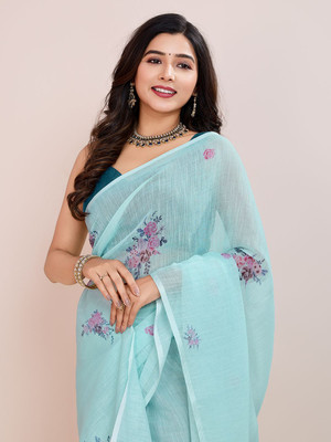 SSHAGUN LIFESTYLE Printed Hand Batik Cotton Silk Saree(Light Green)