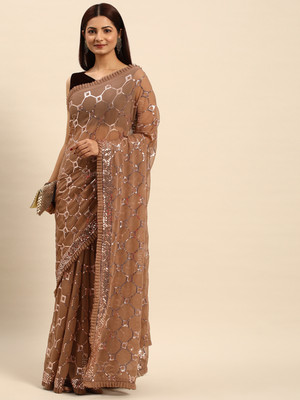 Divastri Embellished Bollywood Georgette Saree(Beige)