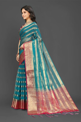 Aarunika IC Woven Bollywood Organza Saree(Green)