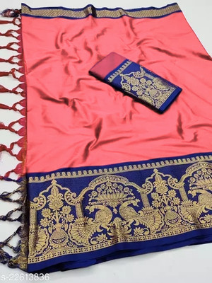 Fabrihub Printed Daily Wear Silk Blend, Cotton Silk Saree(Pink)