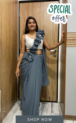 LD CREATION Self Design, Solid/Plain Bollywood Georgette Saree(Grey)