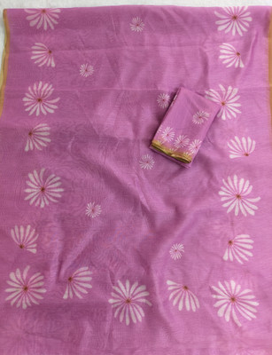 RAMAN SAREES Digital Print Daily Wear Chanderi Saree(Pink)