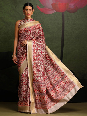 Divastri Printed Madurai Art Silk Saree(Maroon)