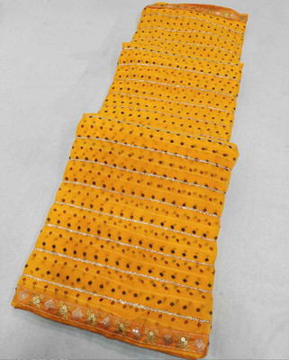 HARSHIT TEXTILES Polka Print Bandhani Georgette Saree(Yellow)