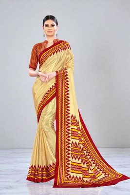 Uniform Unicorn Printed Bollywood Tussar Silk Saree(Multicolor)