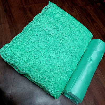 Noise Embellished Bollywood Net Saree(Green)