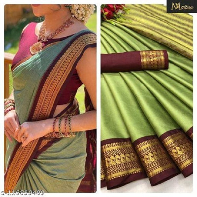 TRINITI FAB Printed Kanjivaram Jacquard Saree(Multicolor)