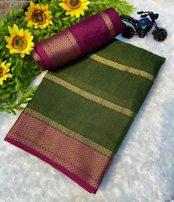 NavinyaVastra Printed Banarasi Jacquard Saree(Green)