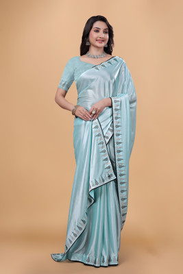 Snija Fashion Embellished Bollywood Silk Blend Saree(Light Blue)