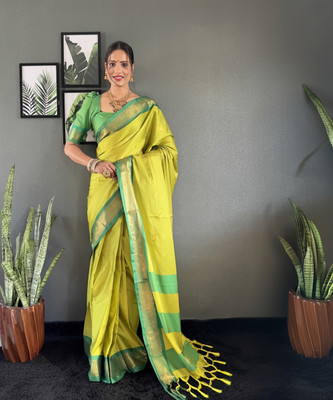 Julee Woven Kanjivaram Cotton Silk Saree(Light Green)