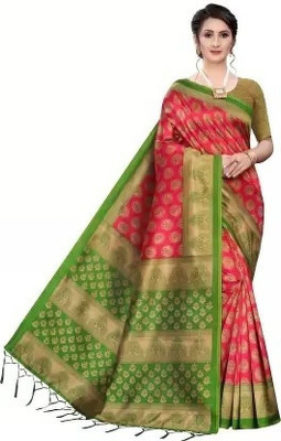 Moda Rapido Printed Banarasi Lycra Blend Saree(Pink)