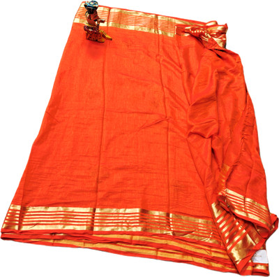 Raashreya Fashions Embroidered Chanderi Mulmul Saree(Orange)
