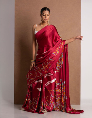 STAVA CREATION Printed Bollywood Pure Silk Saree(Red)