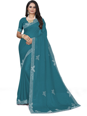 SHETH SHYAMALYO Embellished Bollywood Georgette Saree(Blue)