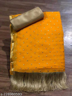 Dirgh Fashion Embellished Daily Wear Chiffon Saree(Yellow)