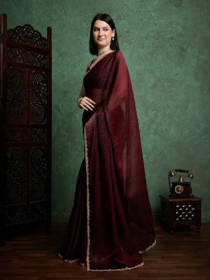 HouseOfCommon Self Design Bollywood Linen Saree(Brown)