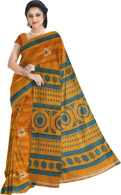 DORI DHAGA Printed Daily Wear Pure Cotton Saree(Yellow)