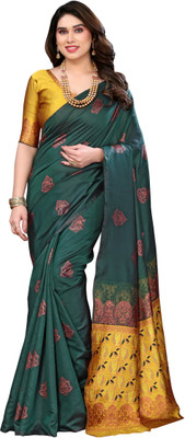 Shubh Mangalam Creation Self Design Bollywood Art Silk Saree(Green)