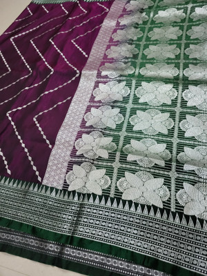 TRFASHIONHUB Temple Border Kanjivaram Handloom Georgette Saree(Purple)