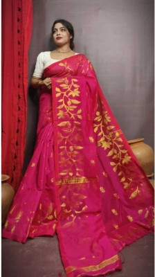 SMRITI HANDLOOM Woven Handloom Handloom Cotton Silk Saree(Pink)