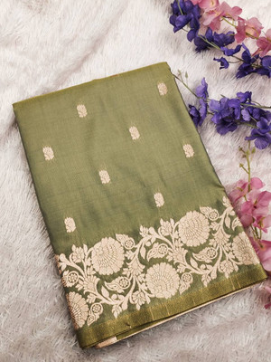 Spetila Woven Banarasi Jacquard, Pure Silk Saree(Green)