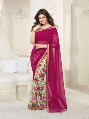 Hensi sarees shop Polka Print Bollywood Chiffon, Georgette Saree(Pink)