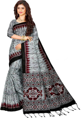 DURGA SAREE MALL Printed Sambalpuri Pure Cotton Saree(Blue)