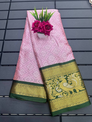 Julee Solid/Plain Banarasi Pure Silk Saree(Pink)