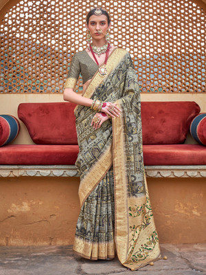 Sareemall Printed Chinnalapattu Silk Blend Saree(Multicolor)