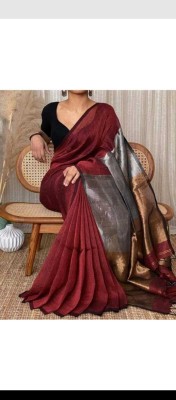 SONAMSARIHOUSE Solid/Plain Handloom Handloom Cotton Blend Saree(Maroon)