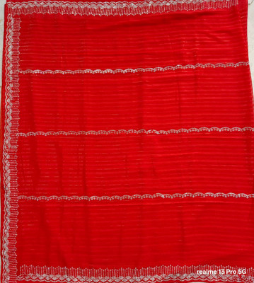 nirmal creation Woven Bollywood Chiffon Saree(Red)