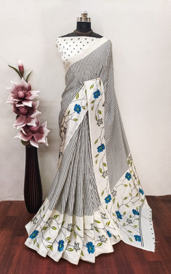 Sanwariya Silks Printed Bollywood Viscose Rayon Saree(White)