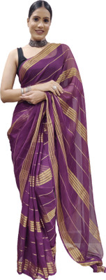 Sidhidata Striped Bollywood Georgette Saree(Magenta)
