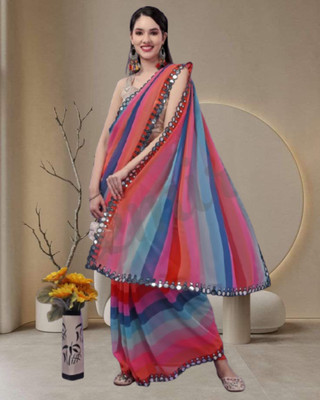 JAYAMENTERPRISE Striped Bollywood Georgette Saree(Multicolor)