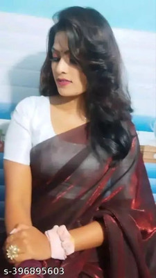 Online Bazaaarr Embellished Bollywood Silk Blend Saree(Maroon)