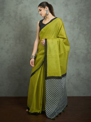Divastri Printed Daily Wear Cotton Blend Saree(Light Green)