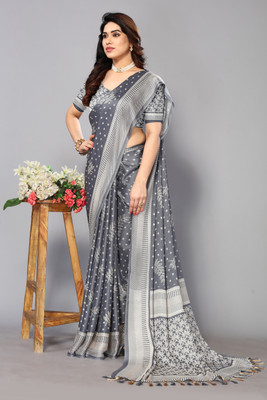 FABMORA Printed, Blocked Printed Daily Wear Chiffon, Georgette Saree(Grey)