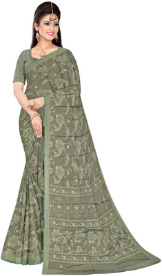mahalaxmi fab Embroidered Bollywood Georgette Saree(Dark Green)