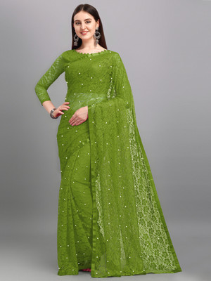 LOROFY Self Design Bollywood Net Saree(Multicolor)