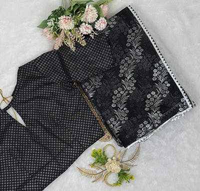 SROLY Printed Bollywood Net Saree(Black)