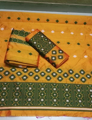 VM Selling Hub Self Design Mekhela Chador Silk Blend Saree(Yellow)