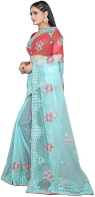 Shyam Fashion Embroidered Bollywood Net Saree(Multicolor)