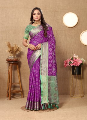 Maruti Art Woven Patola Silk Blend Saree(Purple)