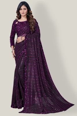 SHREE FASHIONFAB Self Design Bollywood Net Saree(Purple)