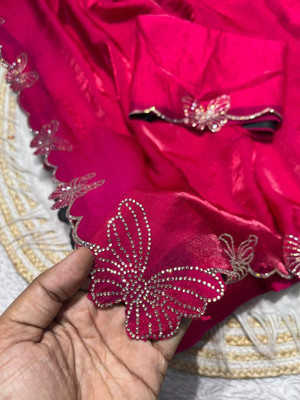 MYTNEY Embellished Bollywood Chiffon, Satin Saree(Pink)