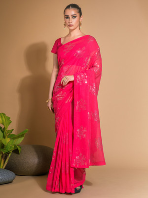 Divastri Embellished Bollywood Georgette Saree(Pink)