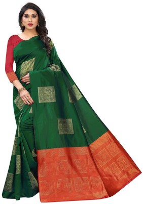 Julee Self Design Banarasi Pure Silk Saree(Green)