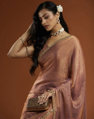 MINE CHOICE Self Design, Solid/Plain Daily Wear Jimmy choo Saree(Gold)