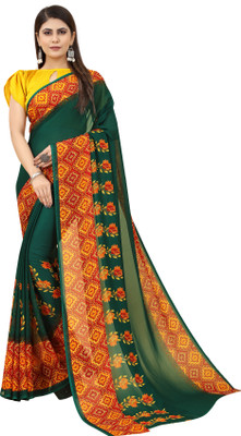 Queenswear Creation Printed Daily Wear Polyester Saree(Green)