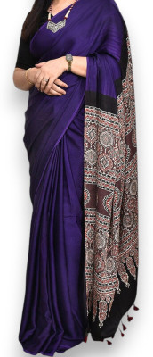 NavinyaVastra Printed Bollywood Silk Blend Saree(Black)